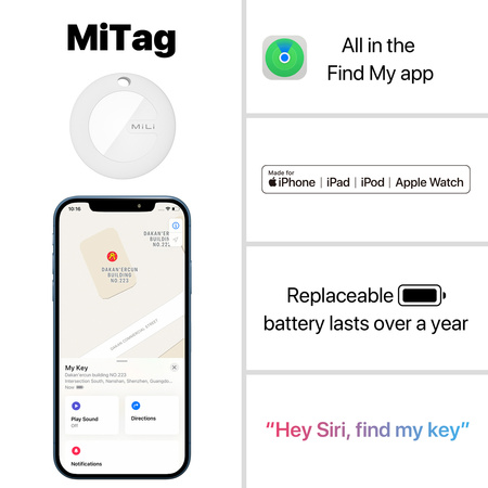 MiLi Lokalizator GPS Bluetooth MiTag Tracker (Apple only) + etui brelok